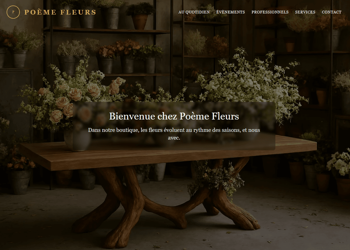 Site vitrine pour Poème Fleurs
